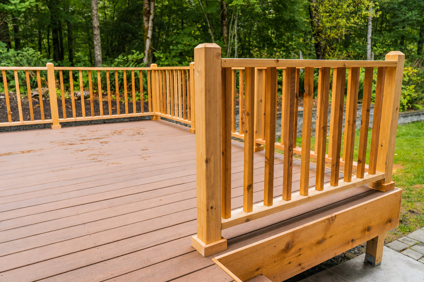 Cedar wood deck construction in Moreno Valley, CA